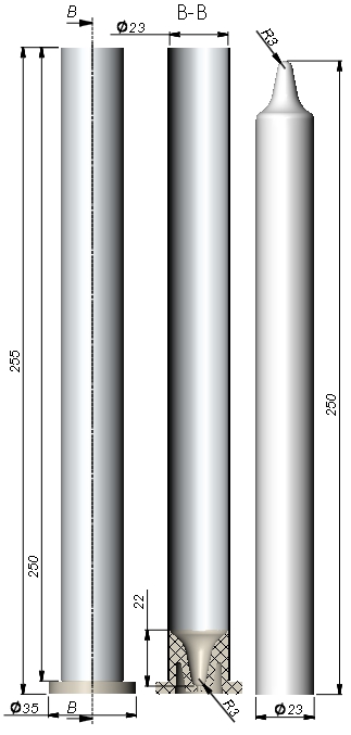 Одноместн. форма для столовых свечей 23х250 мм